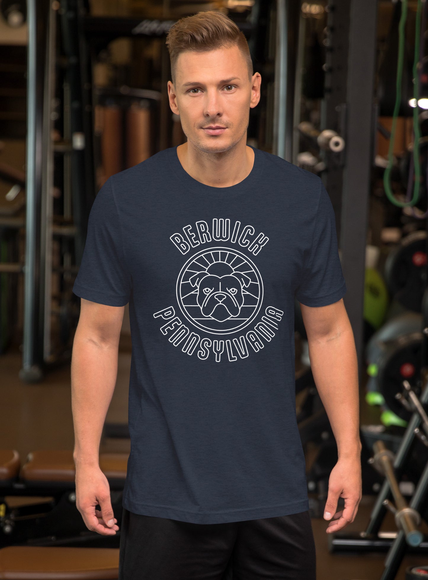 Unisex: Berwick PA Sunrise Tee - Heather Navy