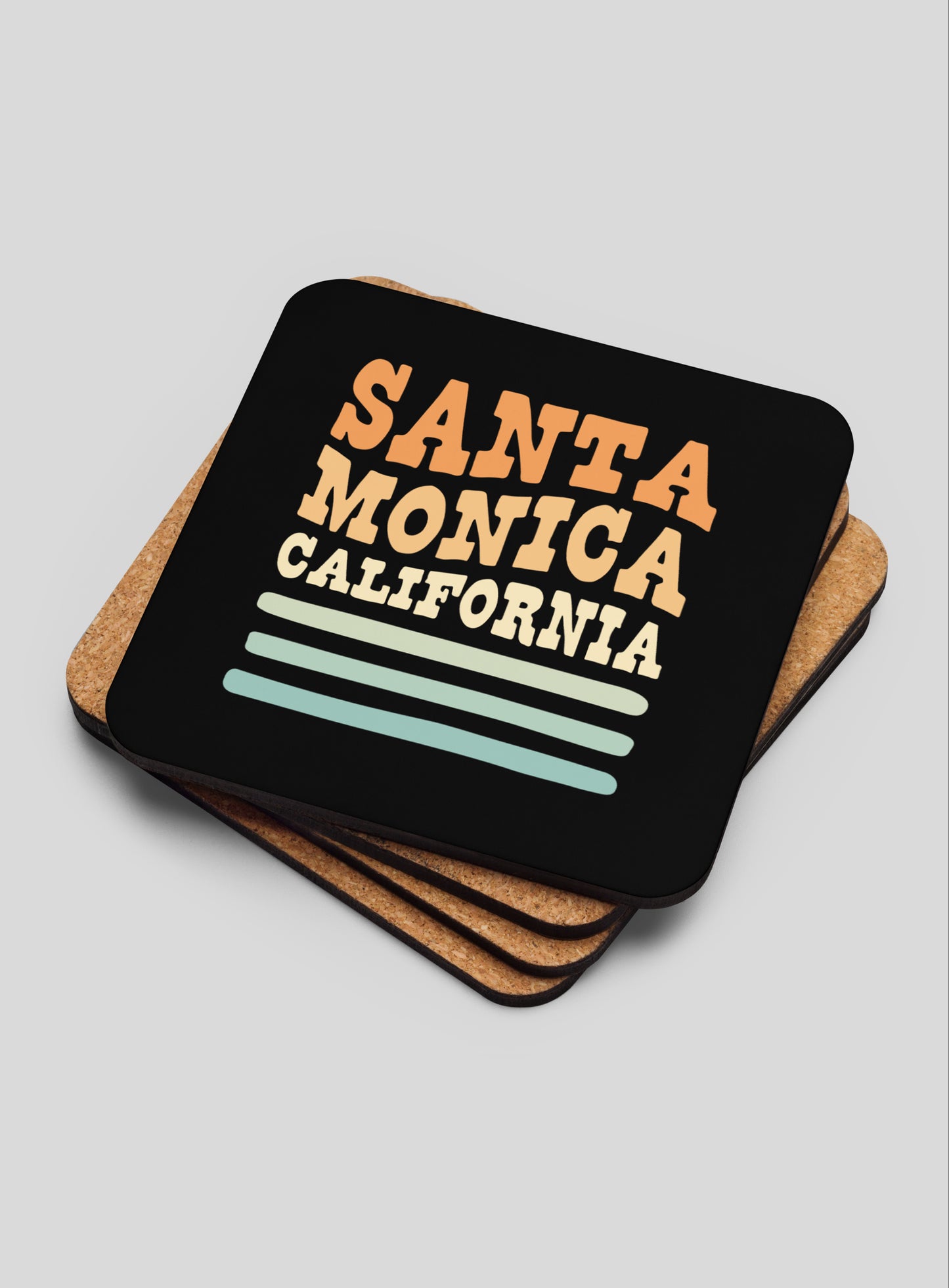 Collectible Santa Monica Cork-Back Coasters - Gen 1: 4 Pack