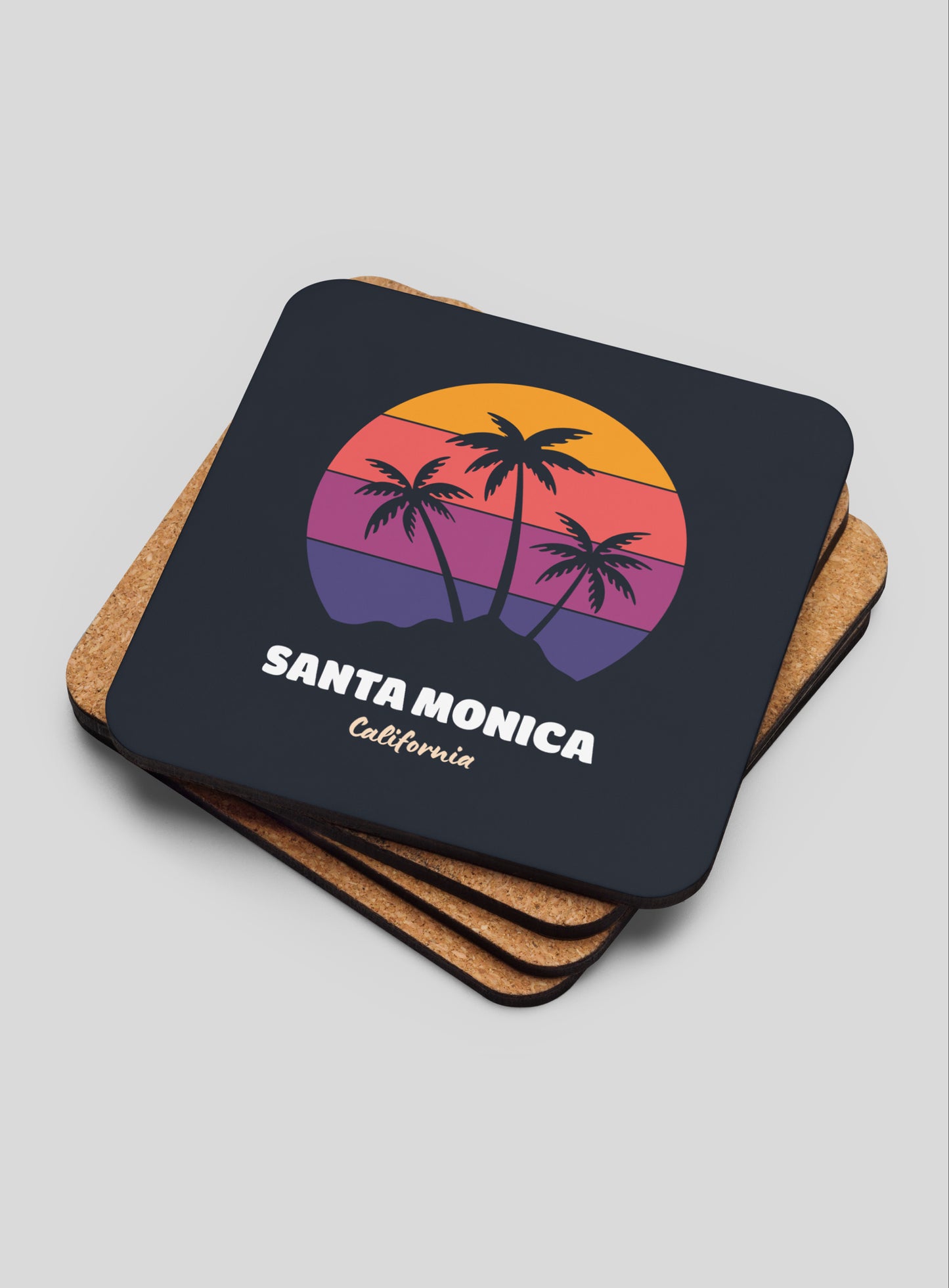 Collectible Santa Monica Cork-Back Coasters - Gen 1: 4 Pack
