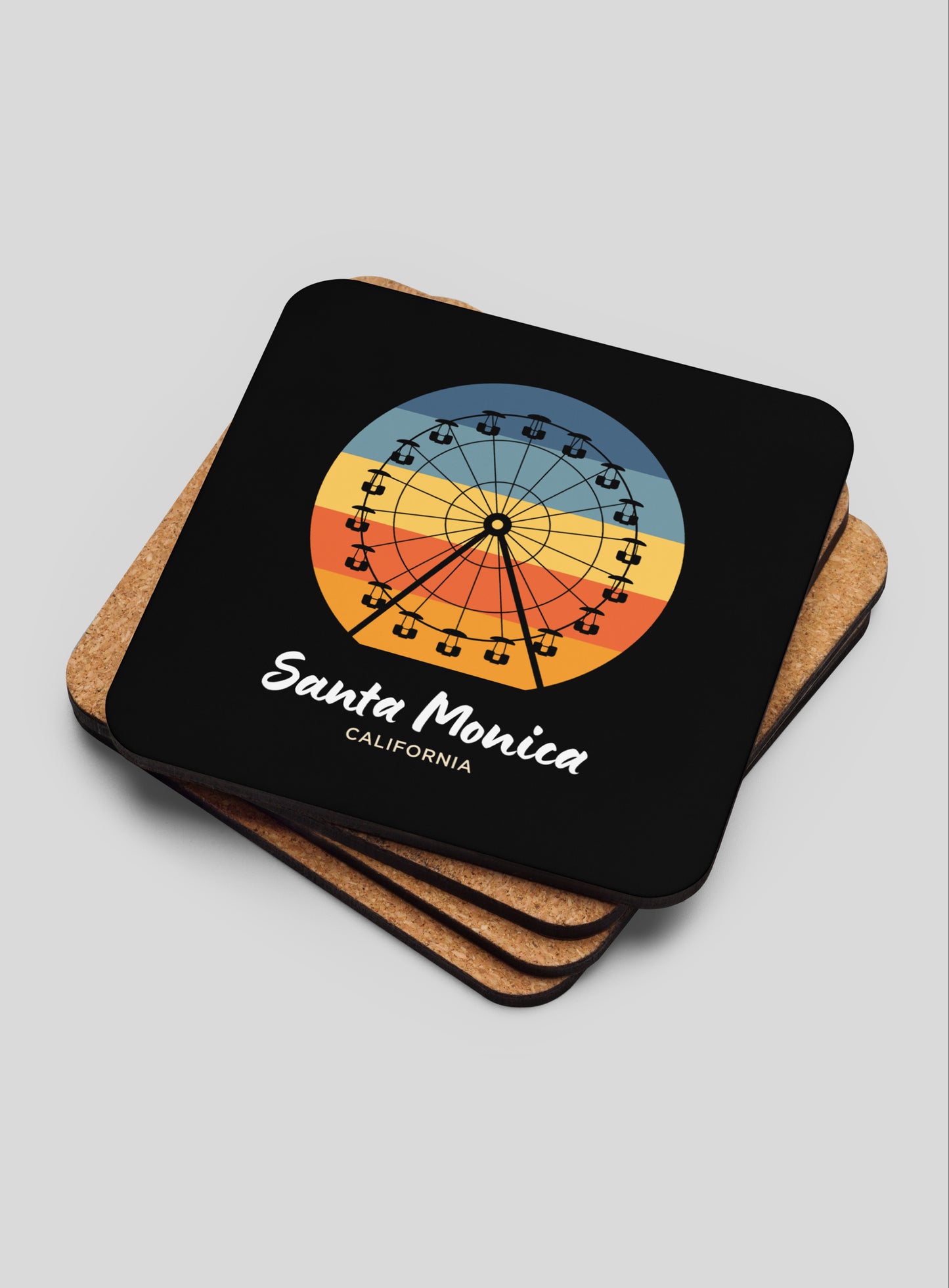Collectible Santa Monica Cork-Back Coasters - Gen 1: 4 Pack