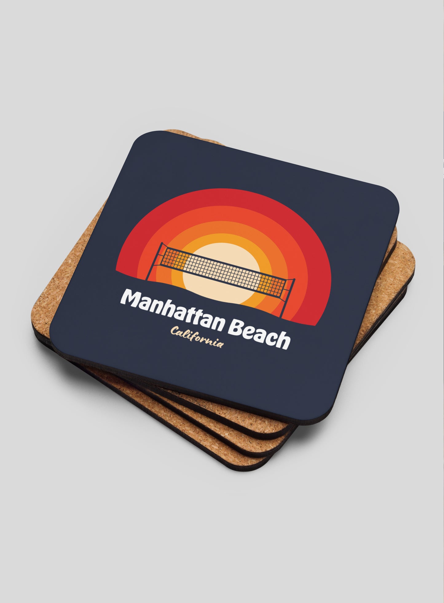 Collectible Manhattan Beach Cork-Back Coasters - Gen 1: 4 Pack