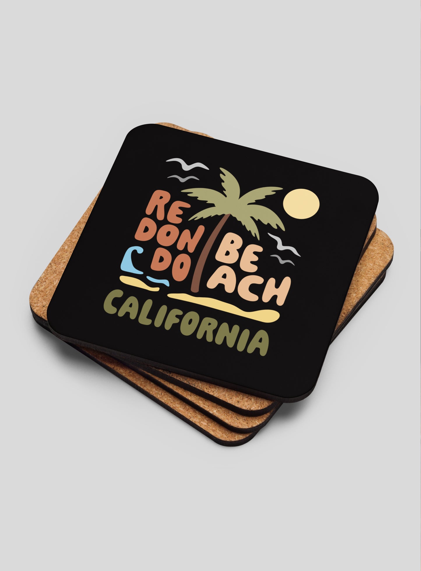 Collectible Redondo Beach Cork-Back Coasters - Gen 1: 4 Pack
