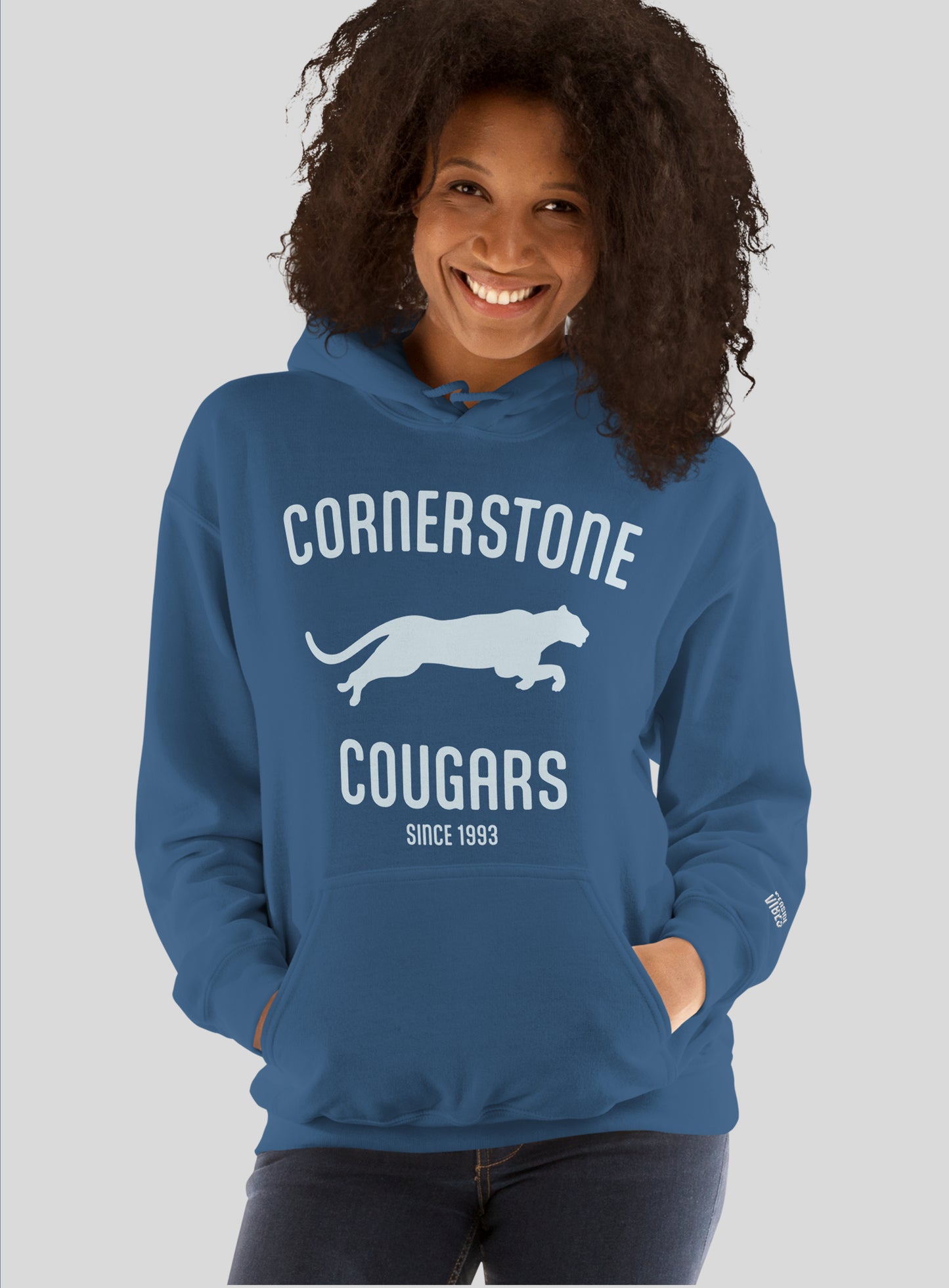 Unisex: Run with the Cougars Pullover Hoodie - Indigo Blue