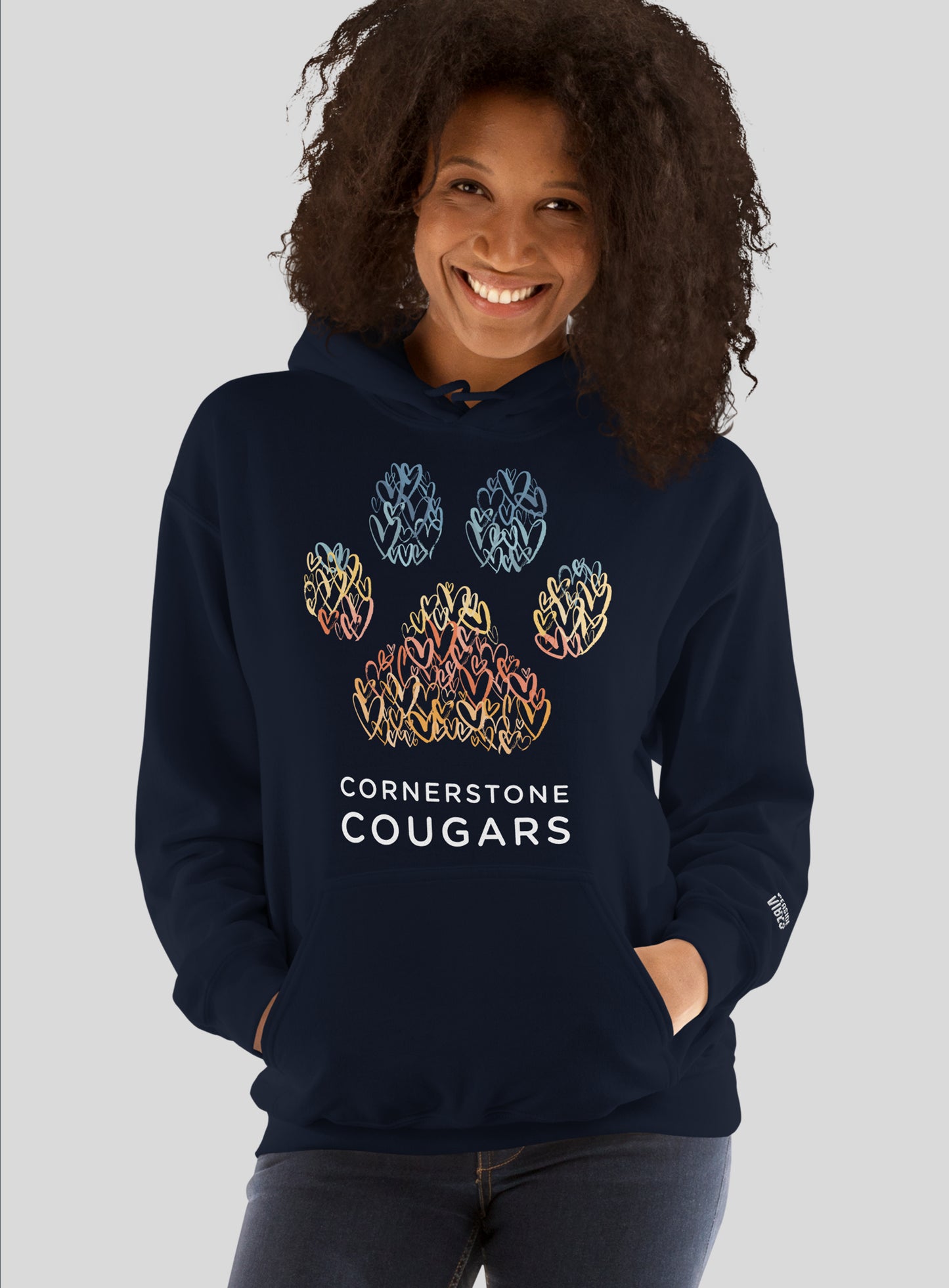 Unisex: Cornerstone Cougars Pawsitive Vibes Pullover Hoodie - Navy