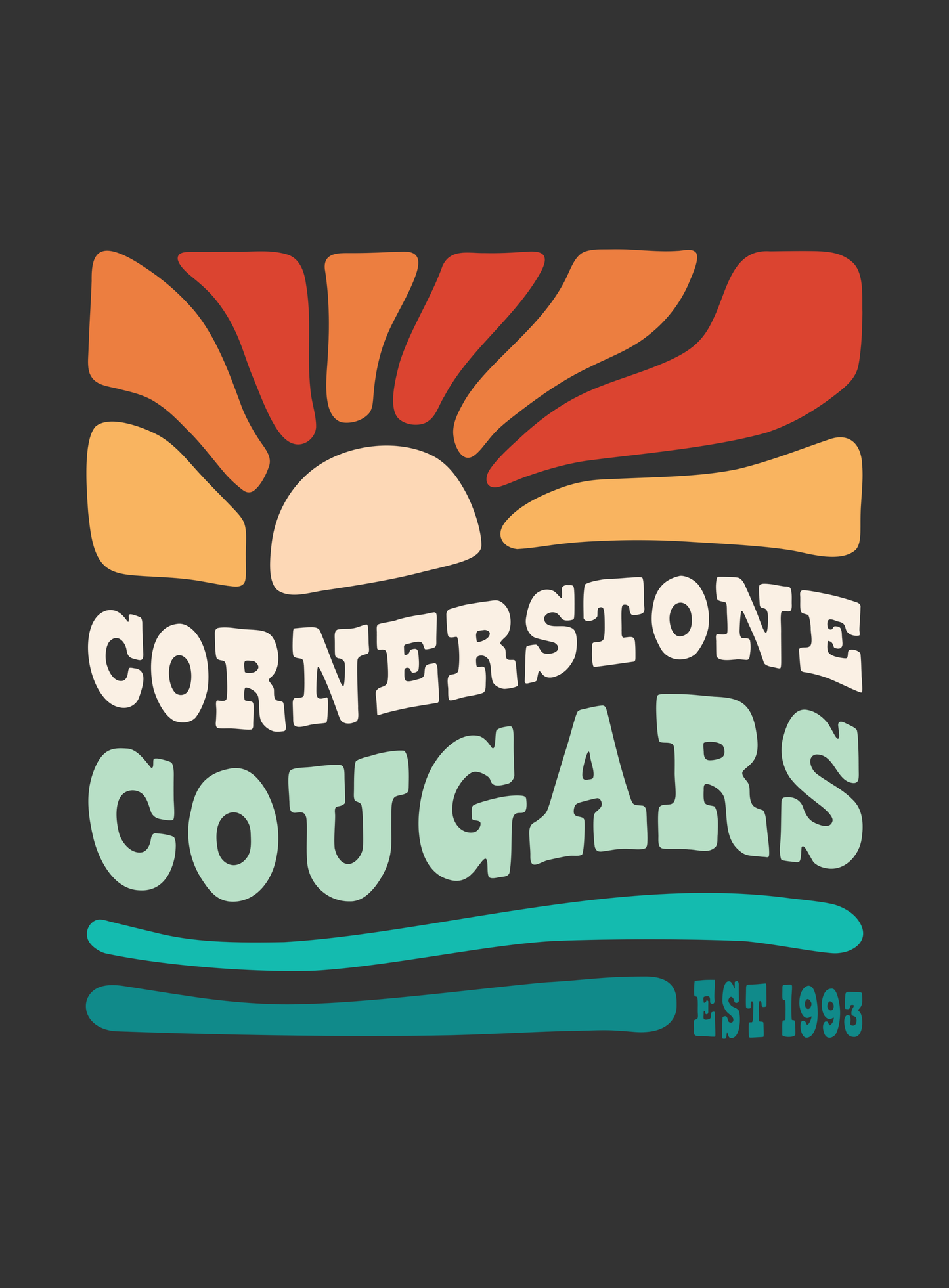 Youth: Cornerstone Cougars Beach Vibes Tee - Dark Grey Heather