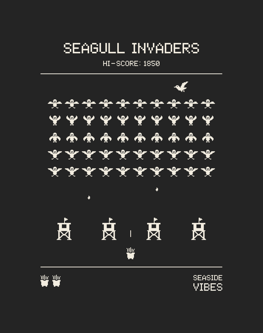 Seagull Invaders Tee - Cotton Blend | Charcoal