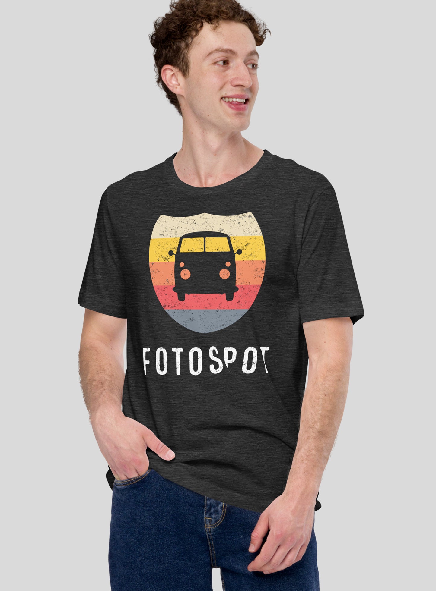 Unisex: Fotospot Sunset Logo Tee - Dark Grey Heather