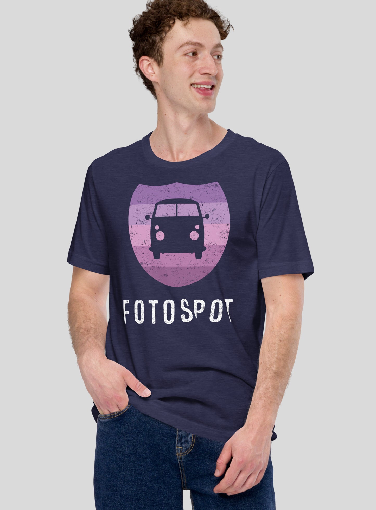 Unisex: Fotospot Lavender Logo Tee - Heather Midnight Navy