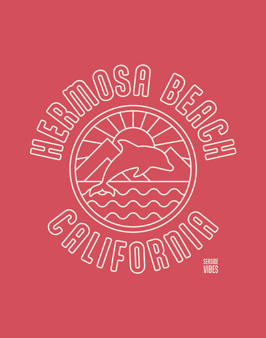 Hermosa Beach Dolphin Sunrise Tee - Unisex | Heather Red