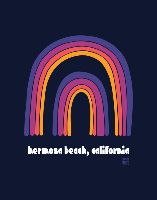 Hermosa Beach Double Rainbow Tee - Unisex | Navy