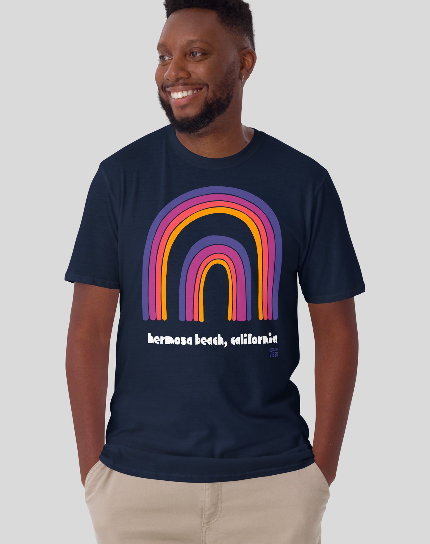 Hermosa Beach Double Rainbow Tee - Unisex | Navy
