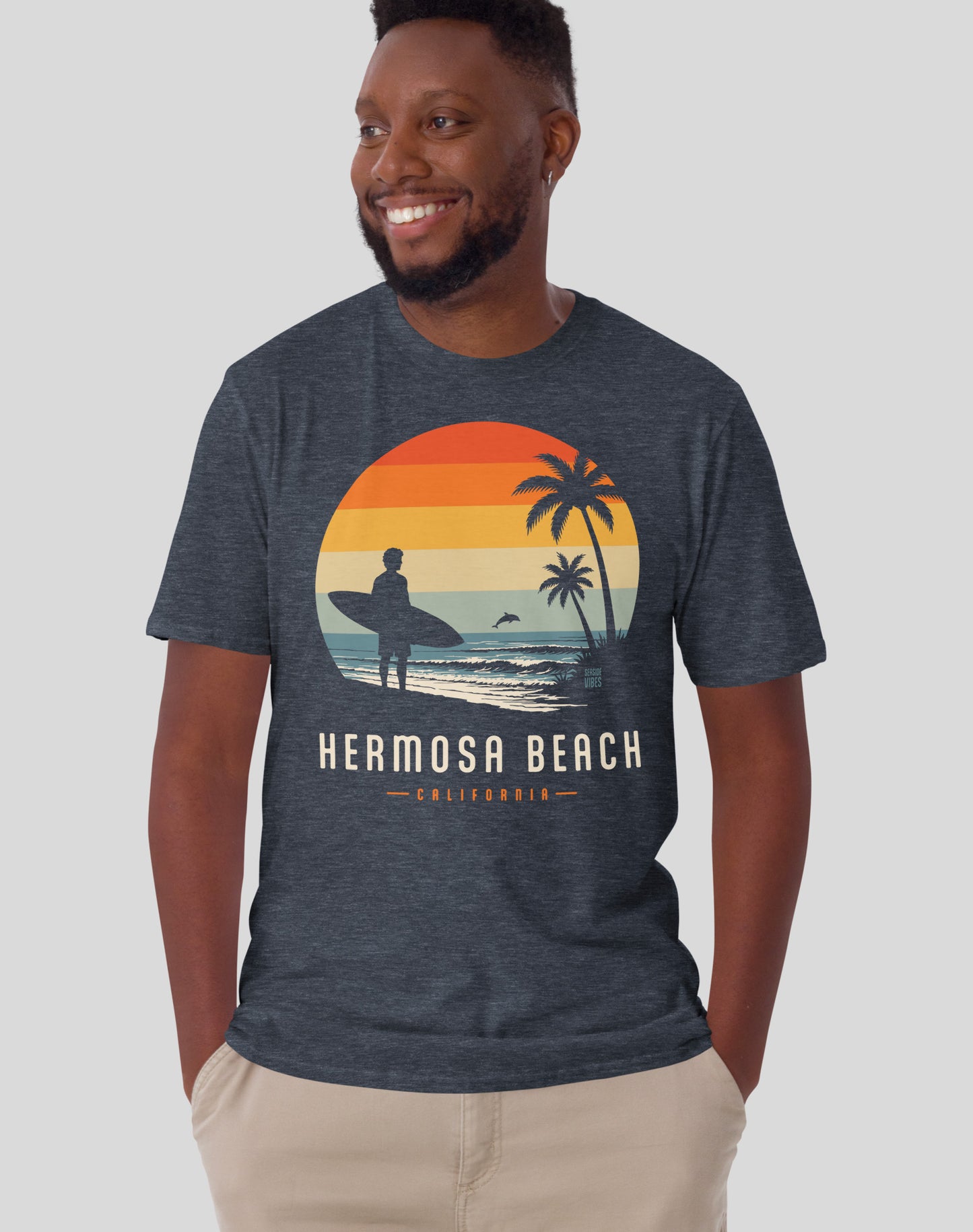 Hermosa Beach Away From Keyboard Tee - Unisex | Heather Navy
