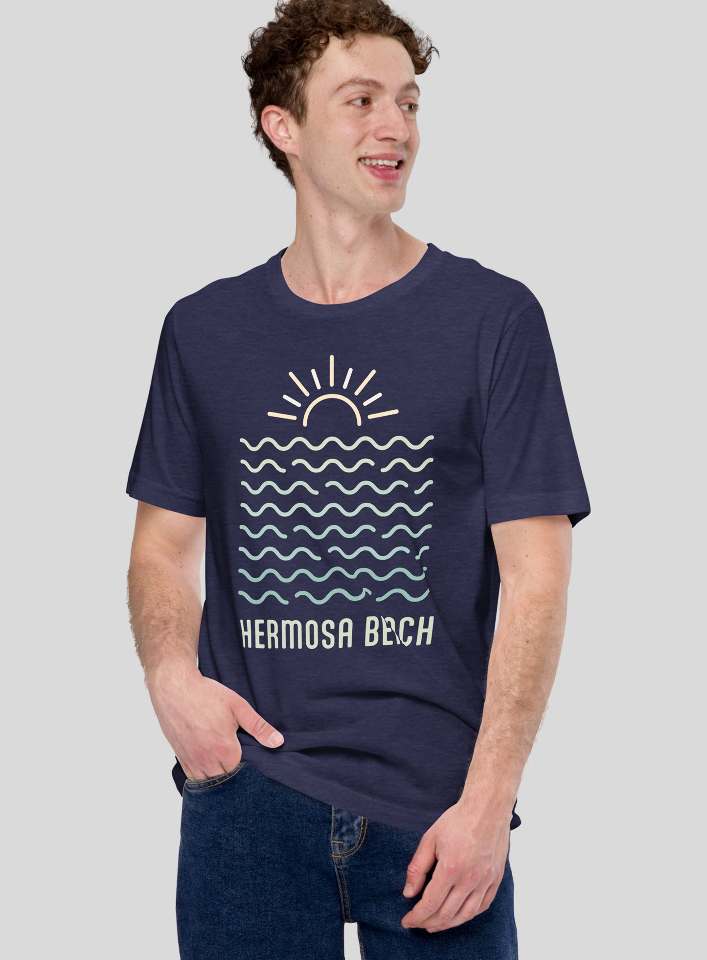 Unisex: Hermosa Beach Vibes Tee - Heather Midnight Navy