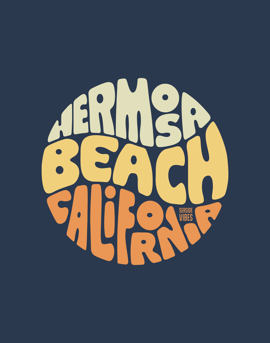 Hermosa Beach Groovy Tee - Cotton Blend | Midnight Navy