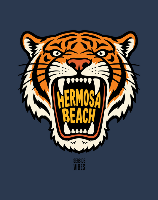 Hermosa Beach AF Tiger Tee - Cotton Blend | Midnight Navy