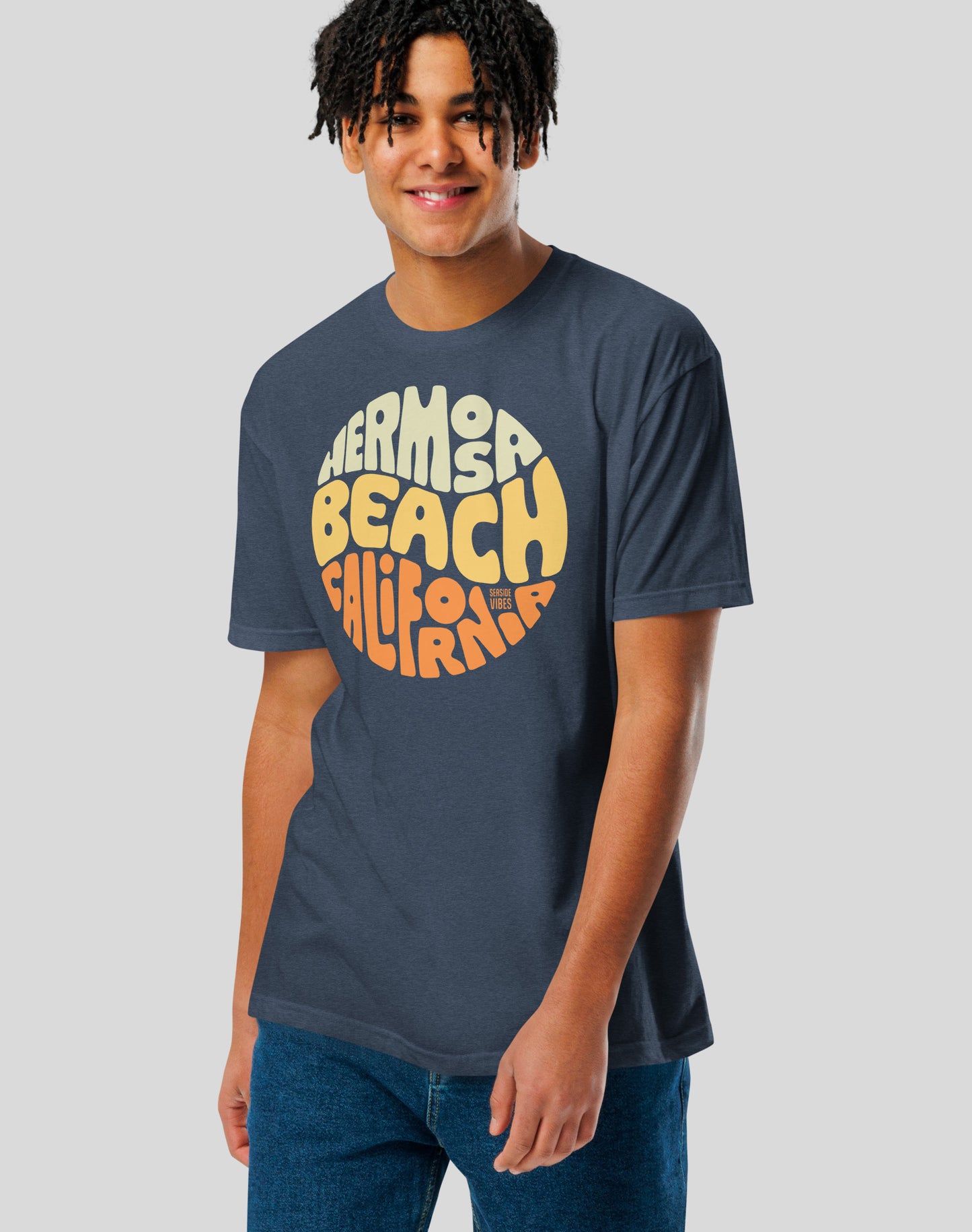 Hermosa Beach Groovy Tee - Cotton Blend | Midnight Navy