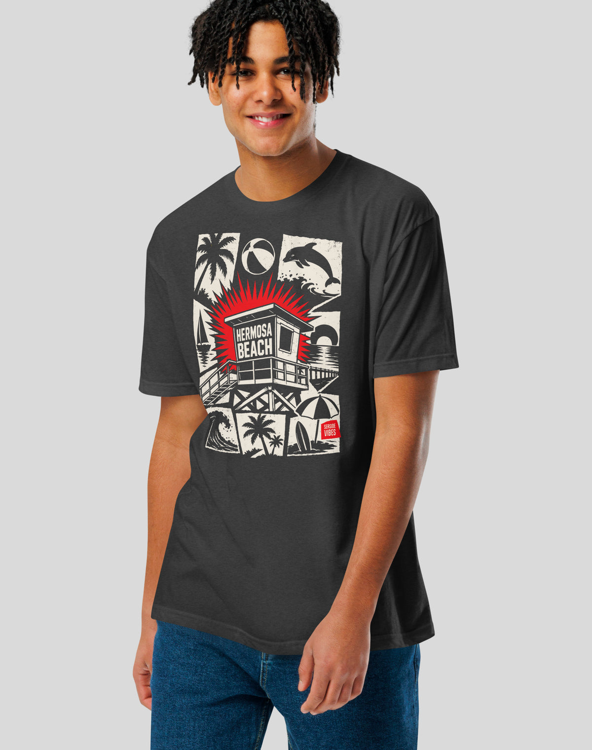 Hermosa Beach Punk Rocks Tee - Cotton Blend | Charcoal