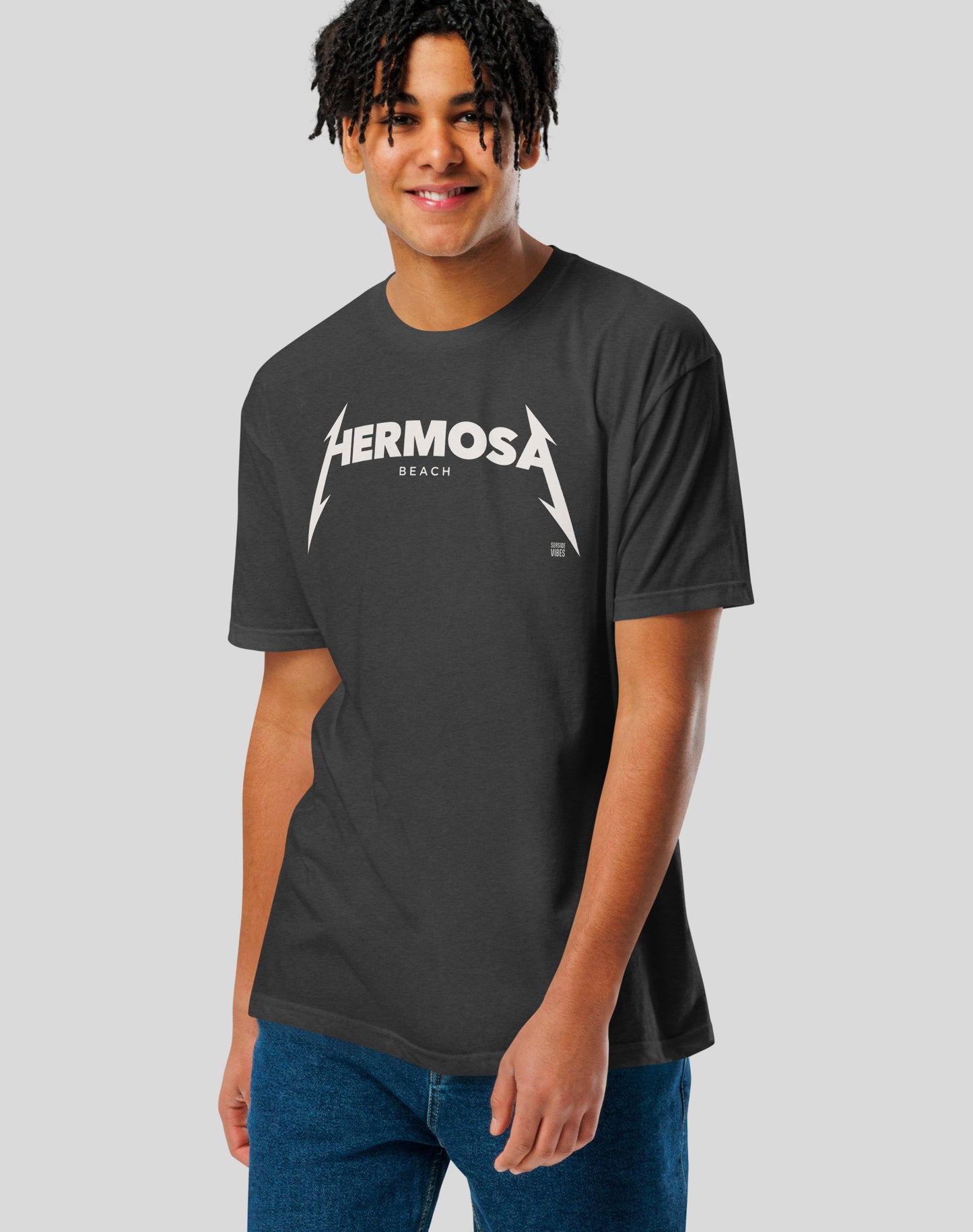 Hermosa Beach Rocks Tee - Cotton Blend | Charcoal
