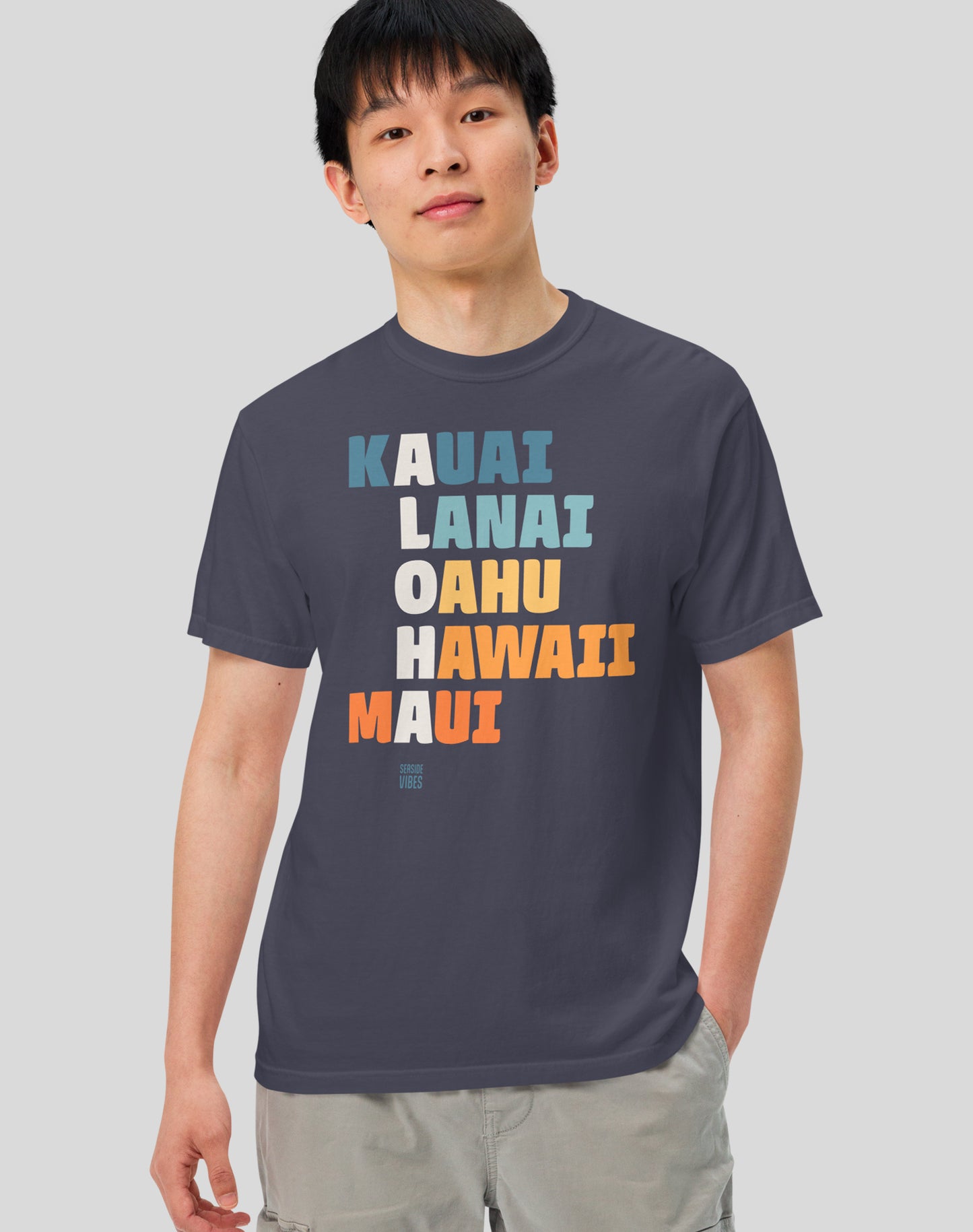 Unisex: ALOHA Tee- 100% Cotton | Navy
