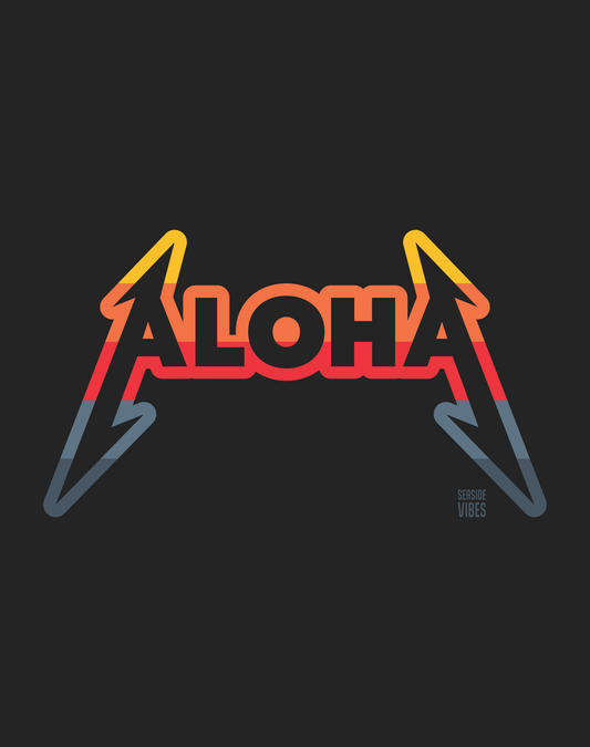 Hawaii Aloha Rocks Sunset Tee - Cotton Blend | Charcoal