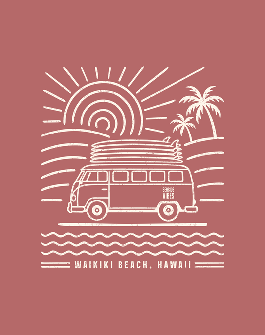 Waikiki Beach Endless Summer Tee - Cotton Blend | Heather Mauve