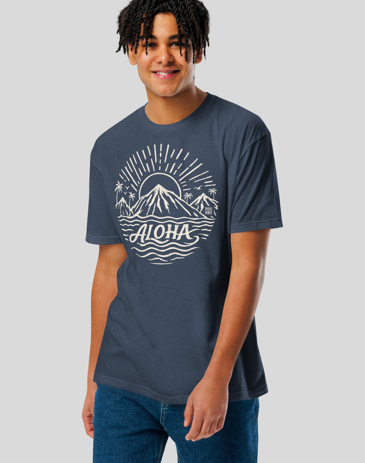 Hawaii Aloha Sunset Tee - Cotton Blend | Midnight Navy