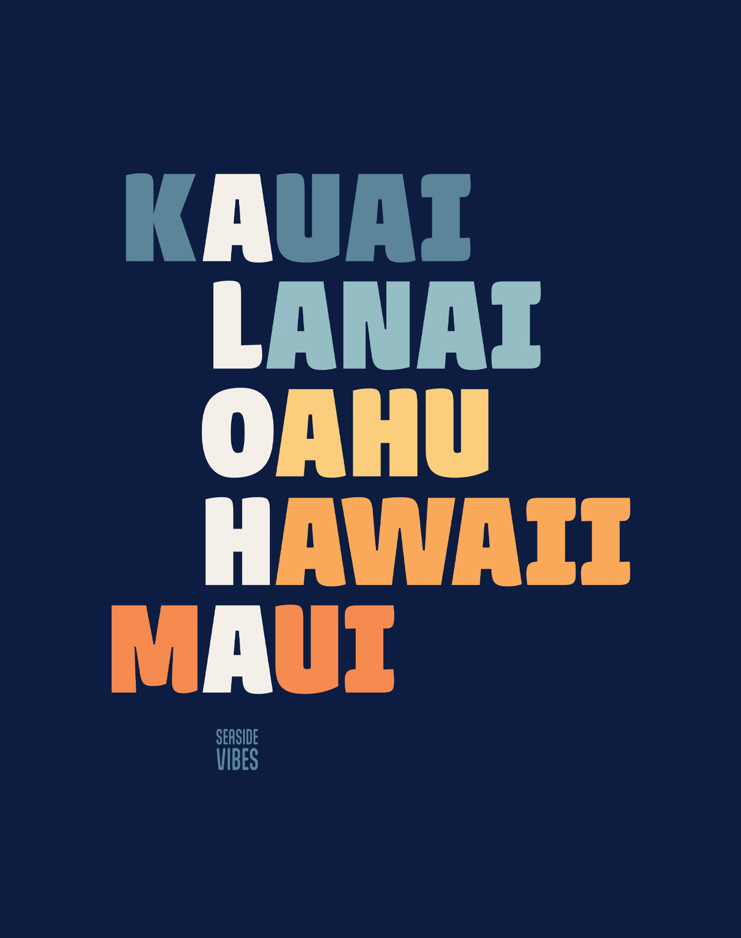 V-Neck: Hawaii ALOHA Tee - Heather Navy