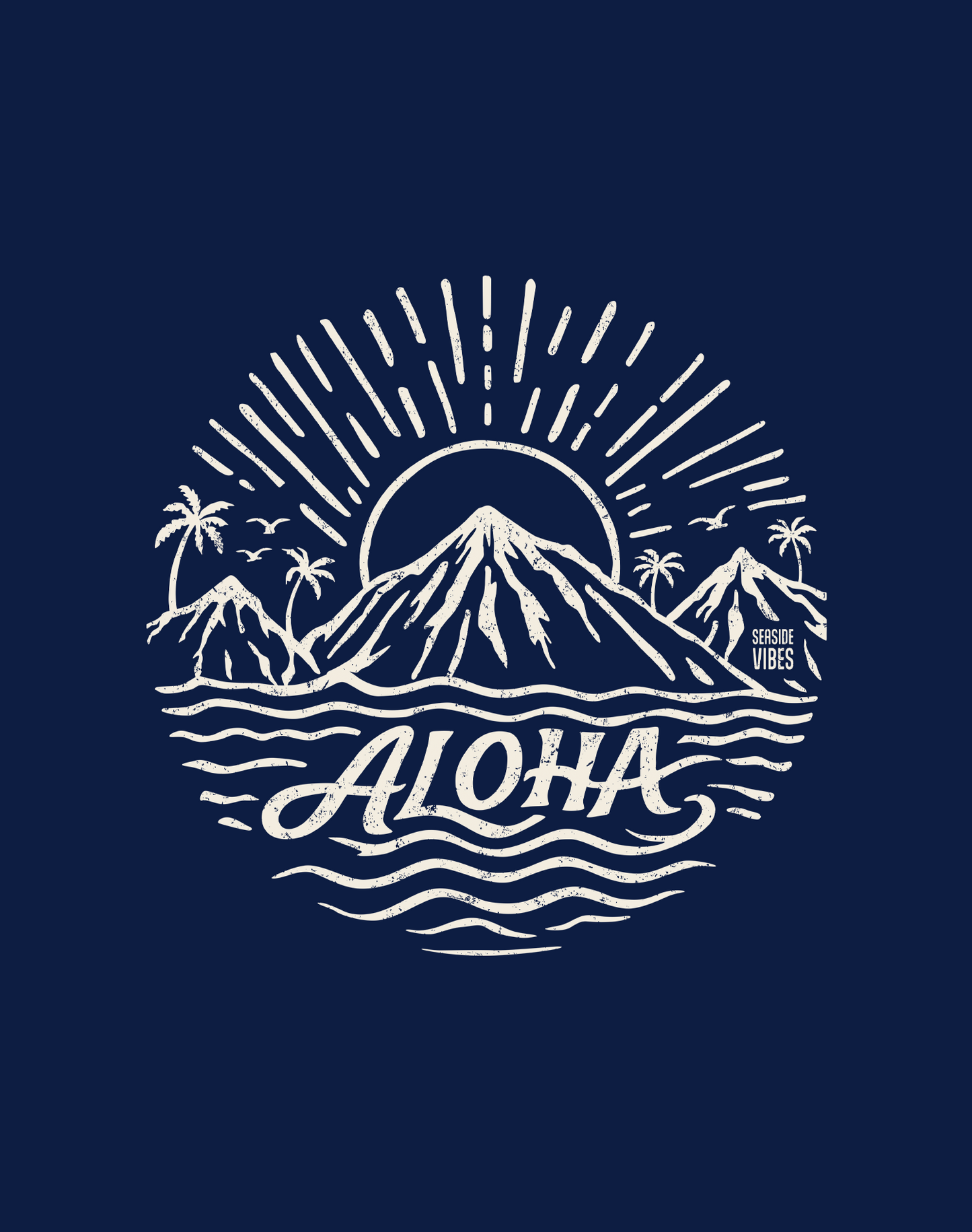 V-Neck: Aloha Sunset Tee - Heather Navy