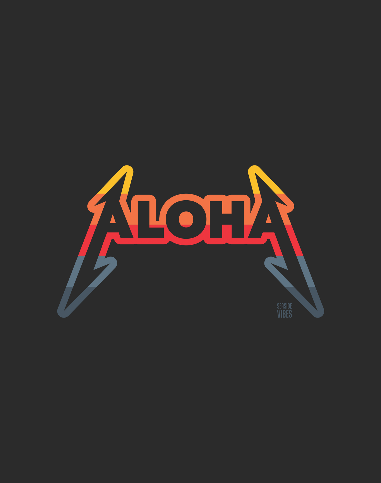 V-Neck: Aloha Rocks Sunset Tee - Dark Grey Heather