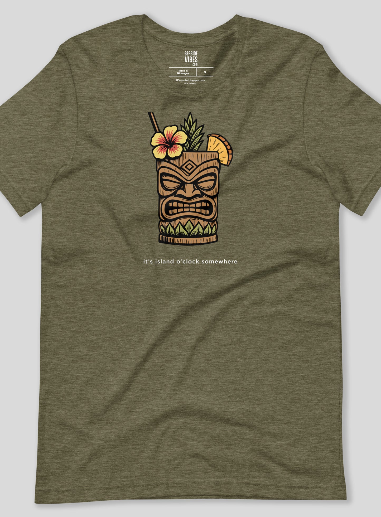 Unisex: Island O'Clock Tee - Heather Olive