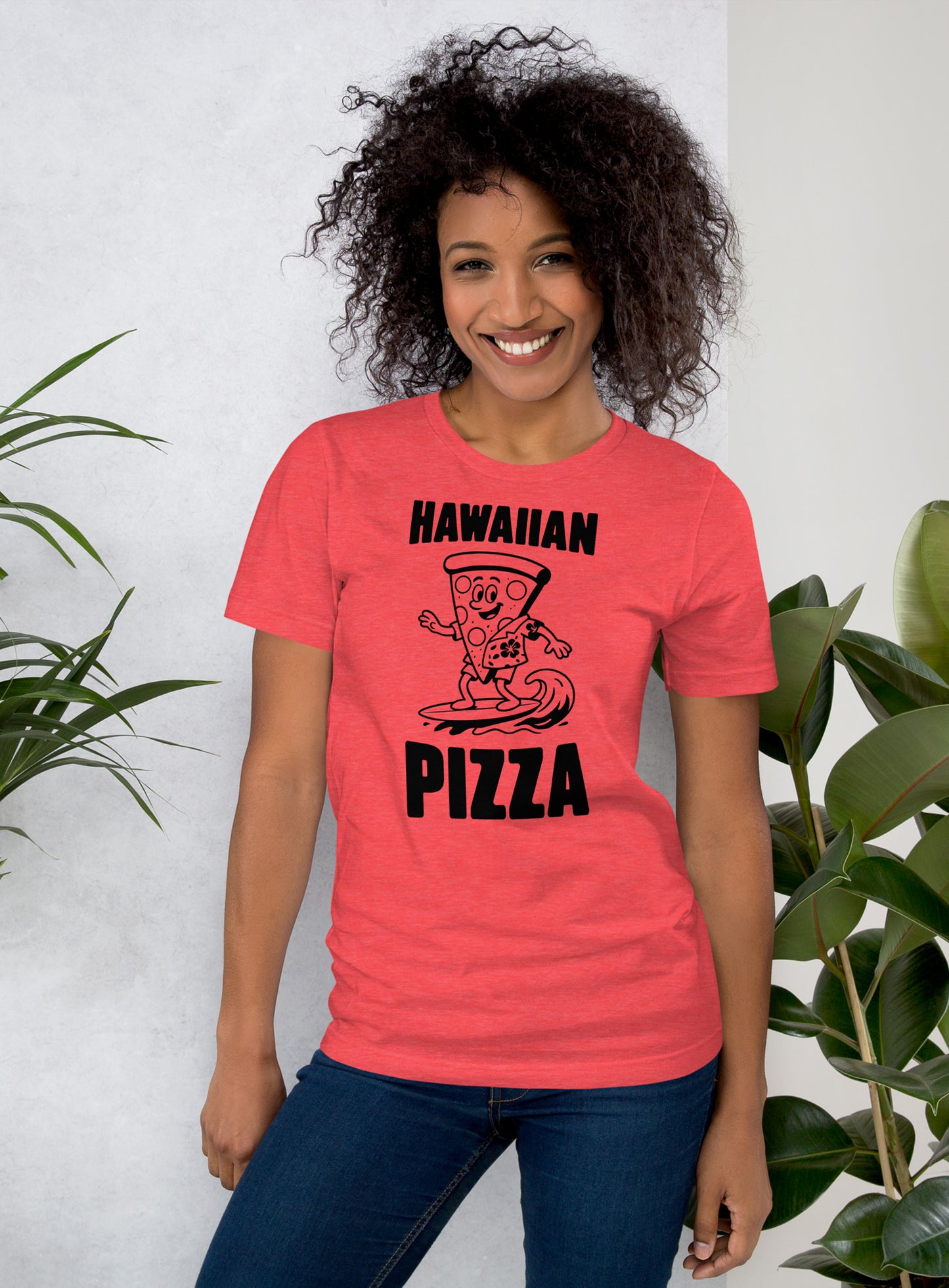 Unisex: Hawaiian Pizza Tee - Heather Red