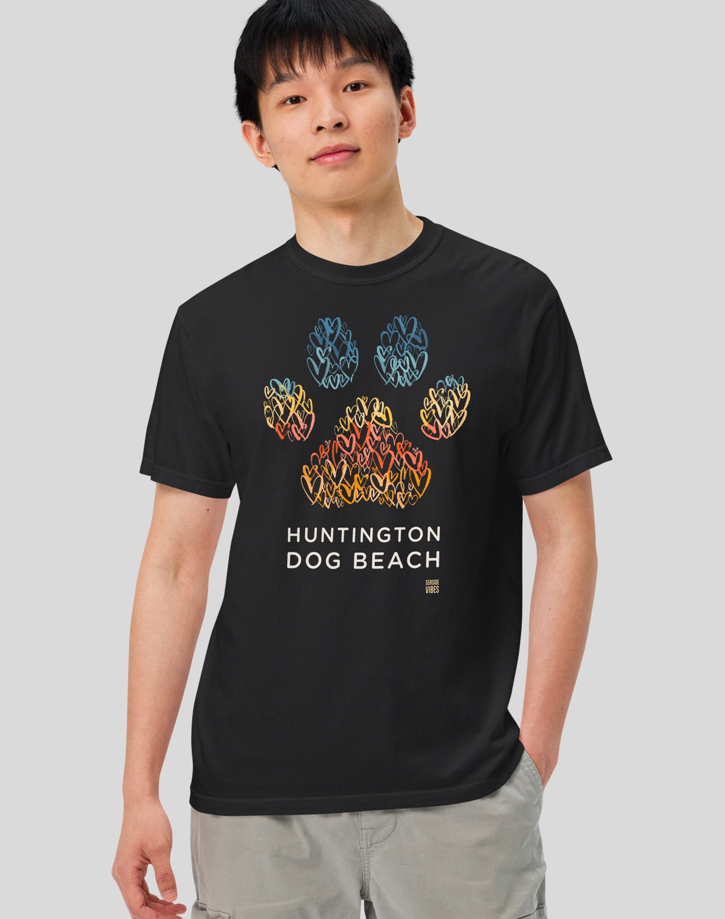 Unisex: Huntington Dog Beach Tee - 100% Cotton | Black