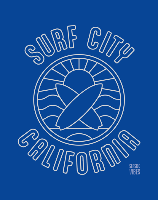 Huntington Beach Surf City Tee - Cotton Blend | Royal