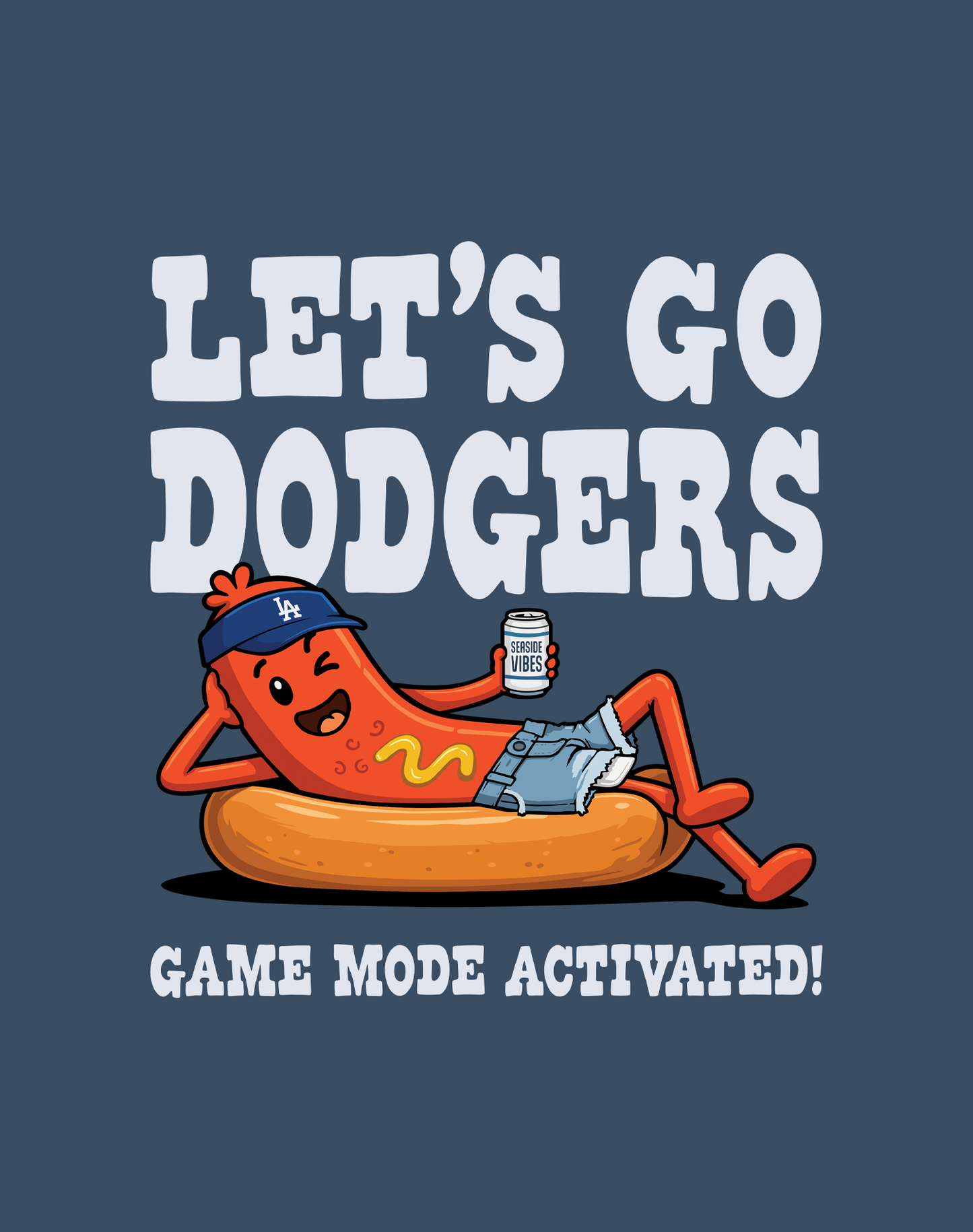 Unisex: Let's Go Dodgers, Game Mode Activated! Tee - 100% Cotton | Midnight