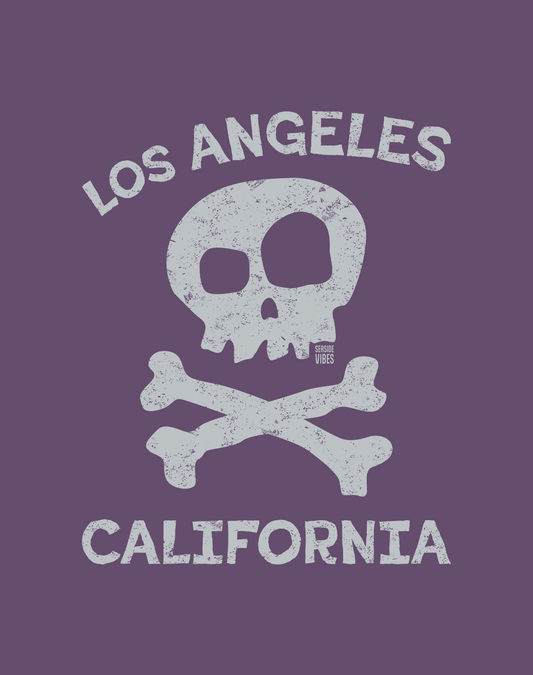 Los Angeles Skull & Bones Tee - Premium 100% Cotton | Grape