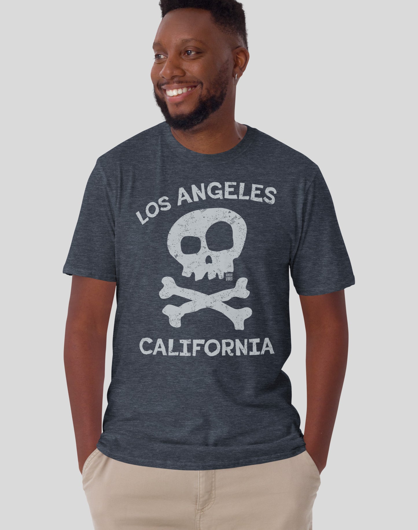Los Angeles Skull & Bones Tee - Unisex | Heather Navy