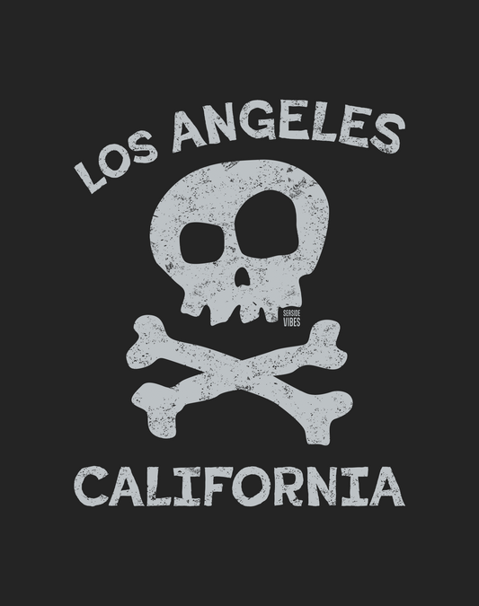 Los Angeles Skull & Bones Tee - Cotton Blend | Charcoal