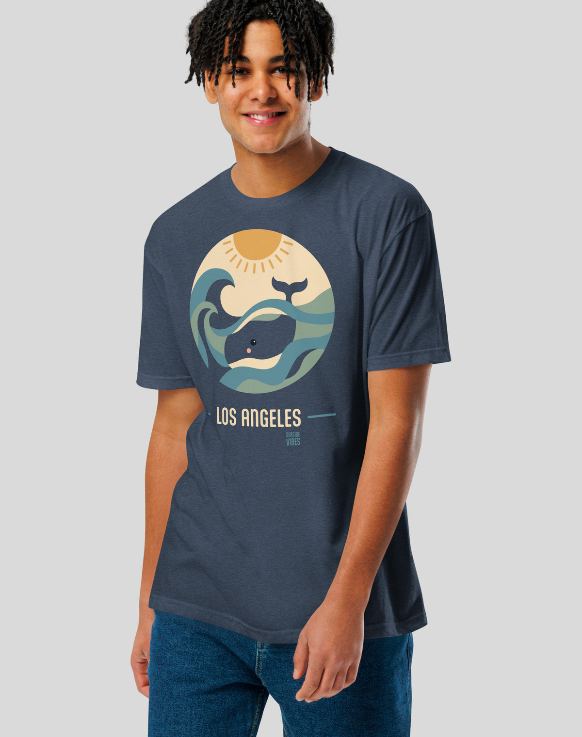 Los Angeles Whale Sunset Tee - Cotton Blend | Midnight Navy