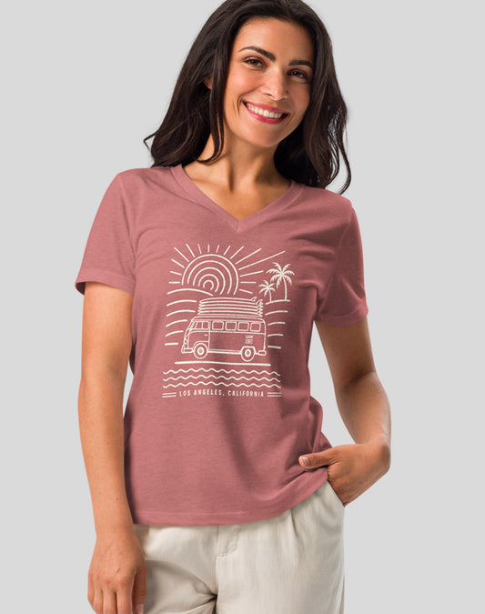 V-Neck: Los Angeles Endless Summer Tee | Heather Mauve
