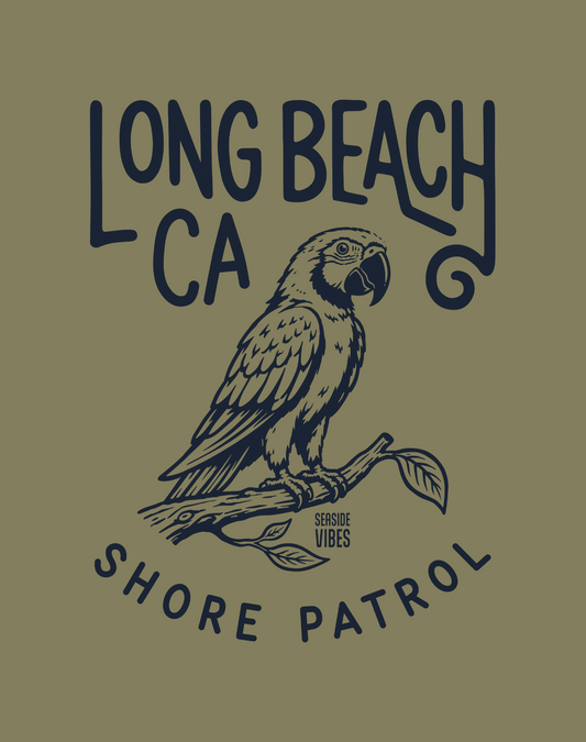 Long Beach Shore Patrol Parrot Tee - Cotton Blend | Military Green