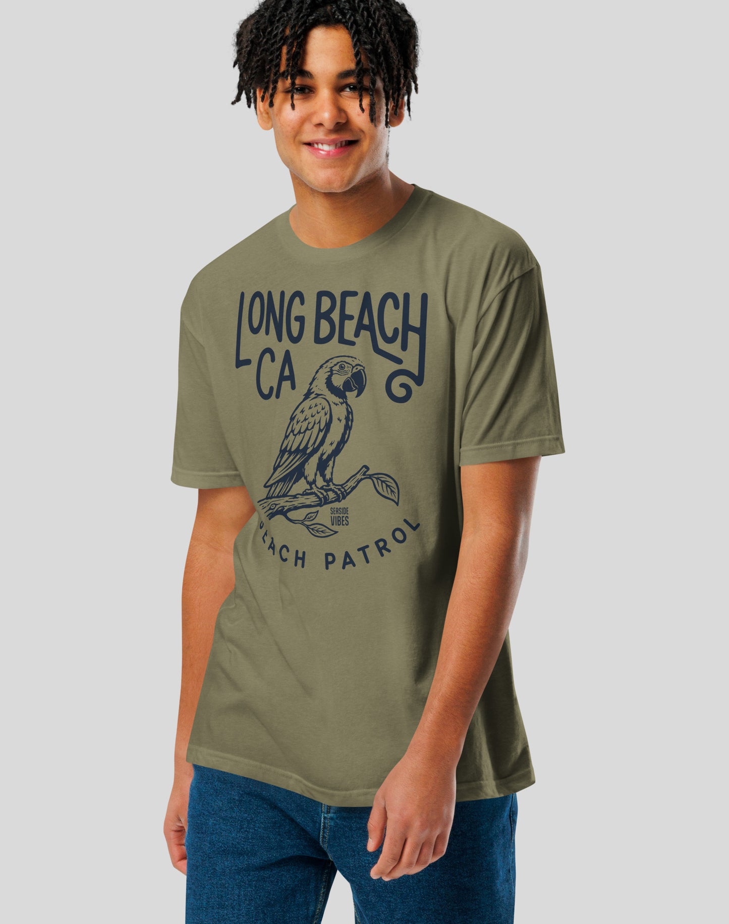 Long Beach Patrol Parrot Tee - Cotton Blend | Military Green