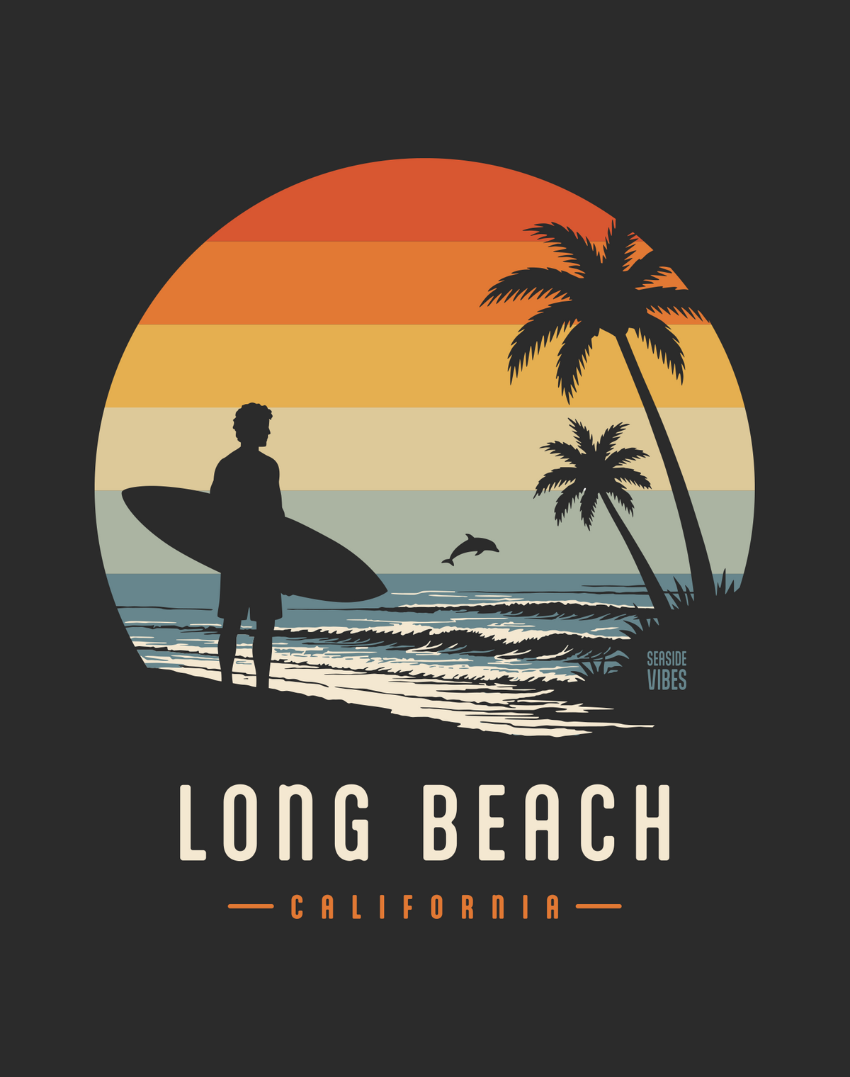 V-Neck: Long Beach Away From Keyboard Tee | Dark Grey Heather