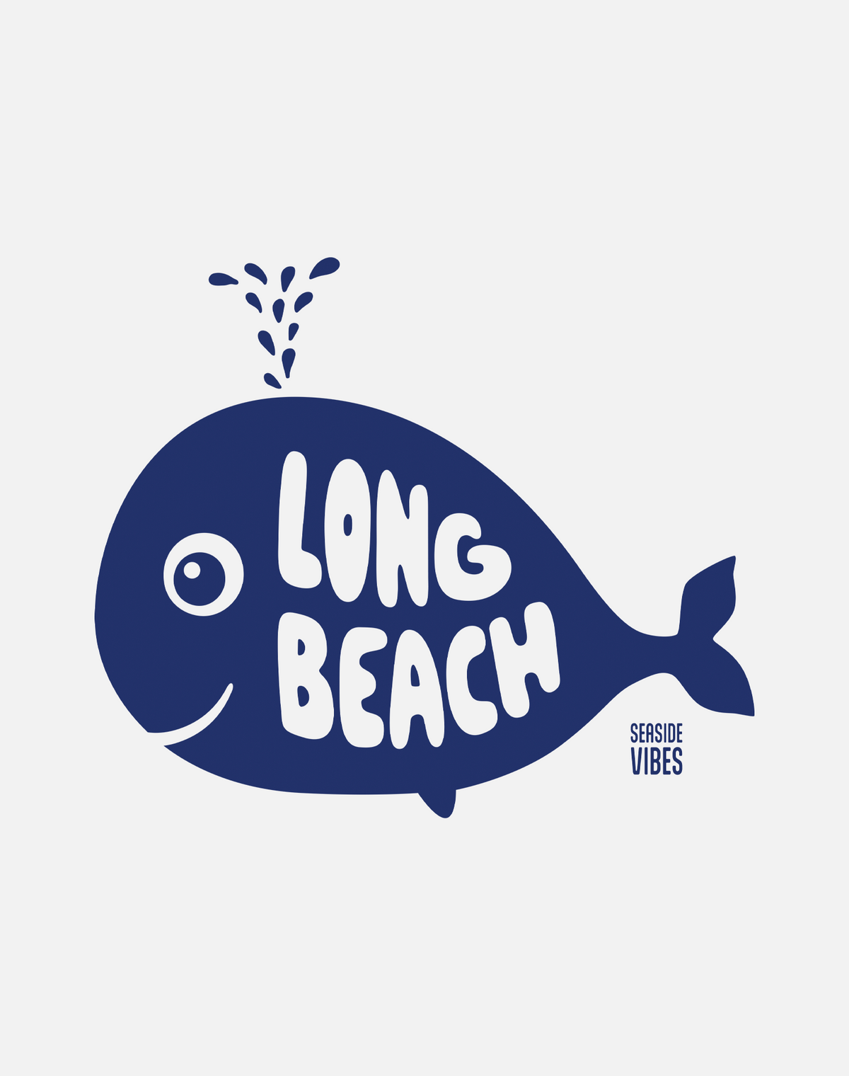 V-Neck: Long Beach Whale of a Tee - White