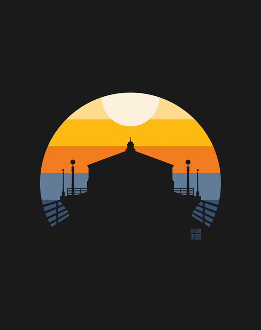 Manhattan Beach Pier Sunset Tee - Premium 100% Cotton | Black