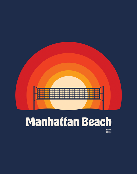 Manhattan Beach Sunset Tee - Premium 100% Cotton | True Navy