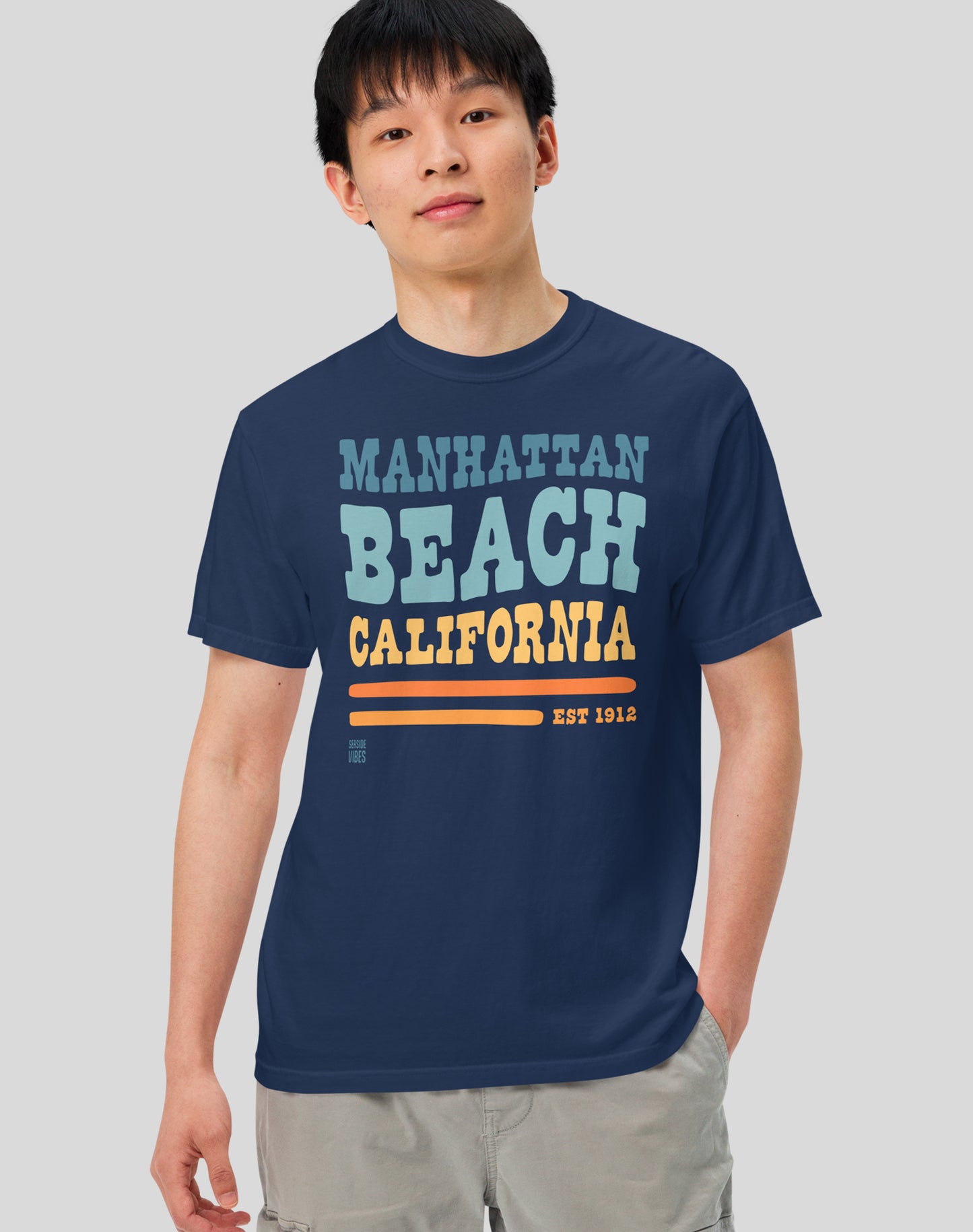 Unisex: Manhattan Beach Vibes Tee - 100% Cotton | True Navy