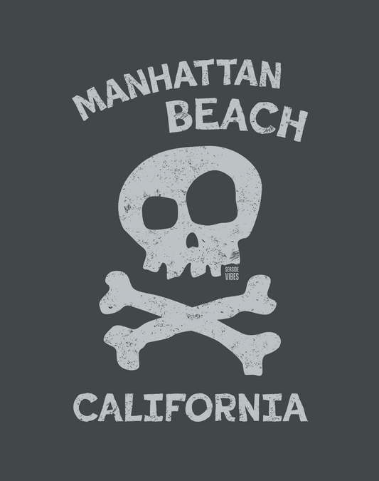 Manhattan Beach Skull & Bones Tee - Unisex | Dark Heather
