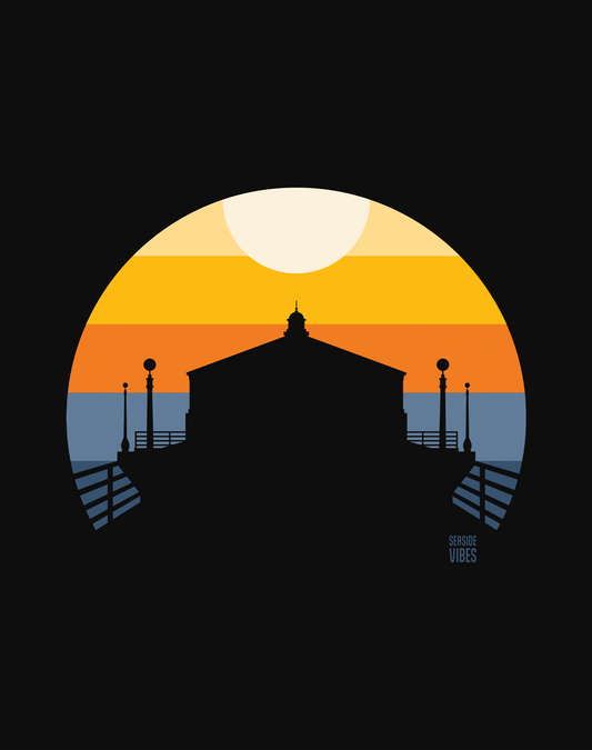 Manhattan Beach Pier Sunset Tee - Unisex | Black