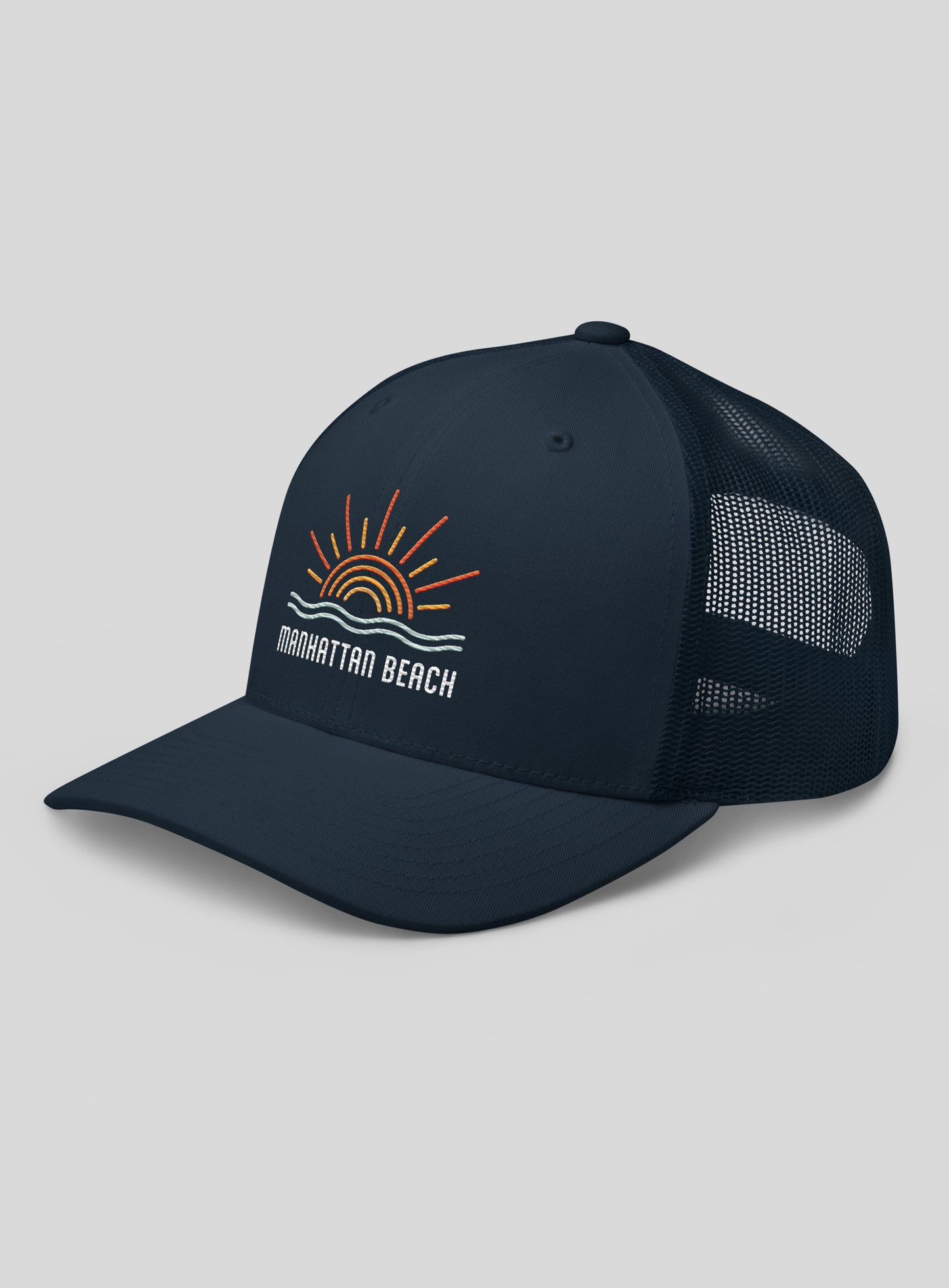 Manhattan Beach Wavy Sunset Trucker Hat - Navy/Navy