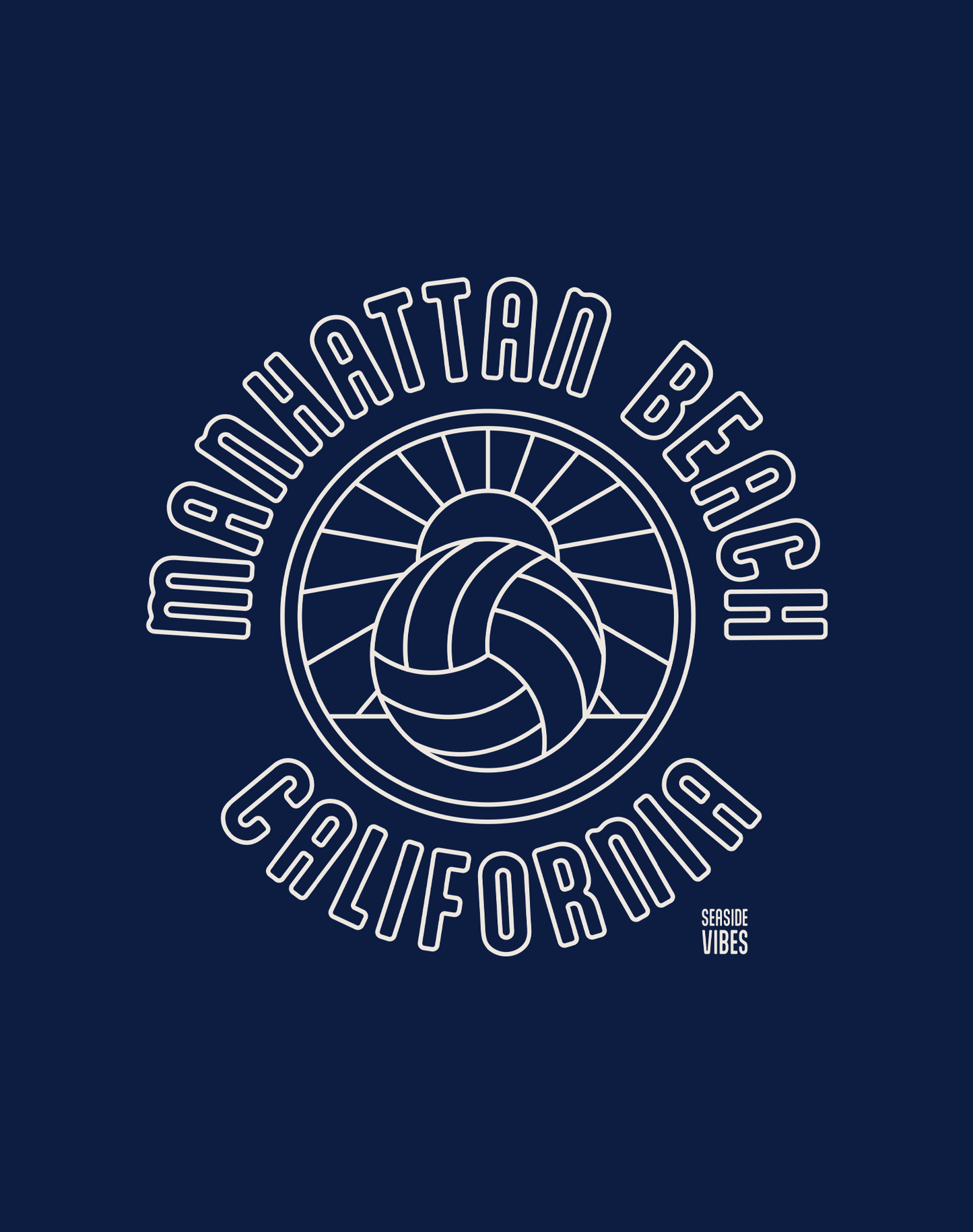 V-Neck: Manhattan Beach Volleyball Sunset Tee - Heather Navy
